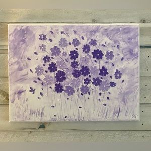 Purple flower impasto oil painting 11x15 on canvas